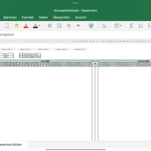 Abwesenheitsliste digital MS Excel