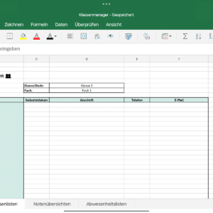 Klassenmanager digital MS Excel