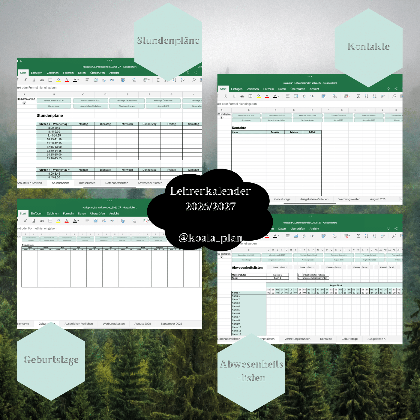 Lehrerkalender 2026/2027 digital MS Excel – Bild 4