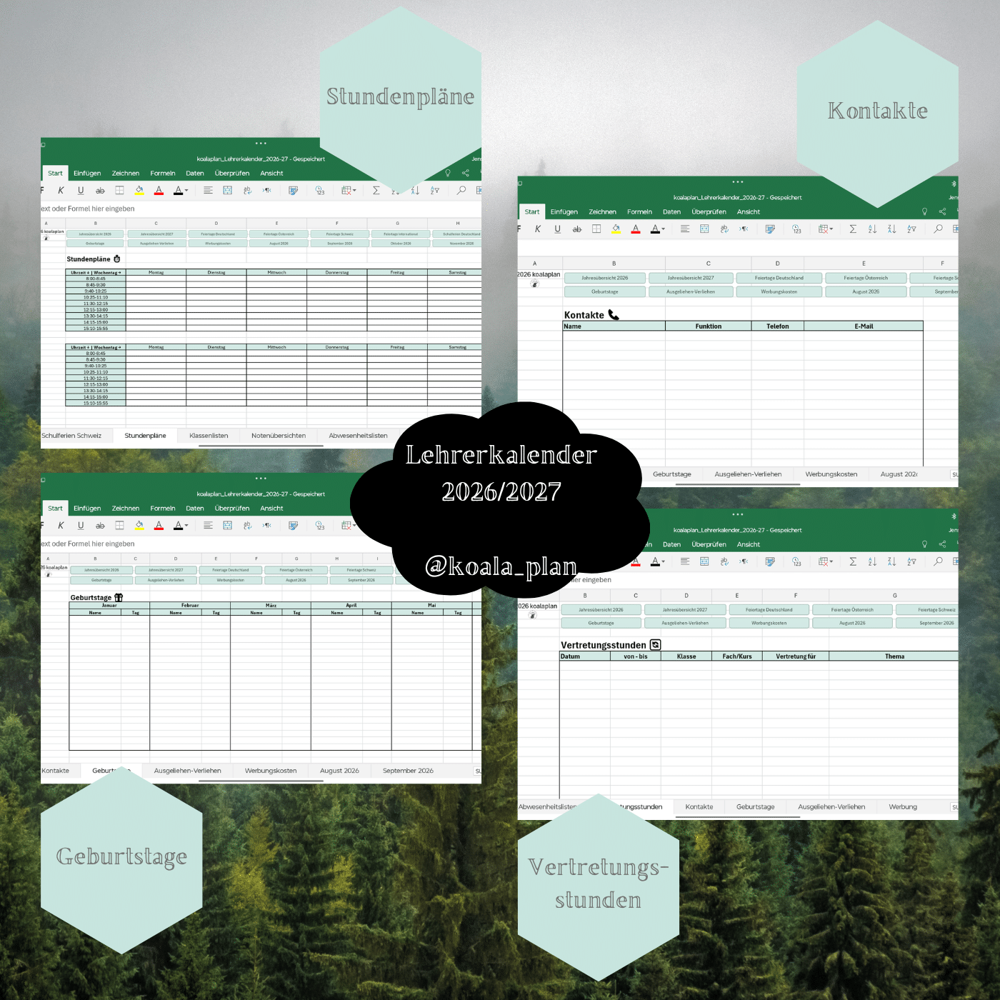 Lehrerkalender 2026/2027 digital MS Excel – Bild 4