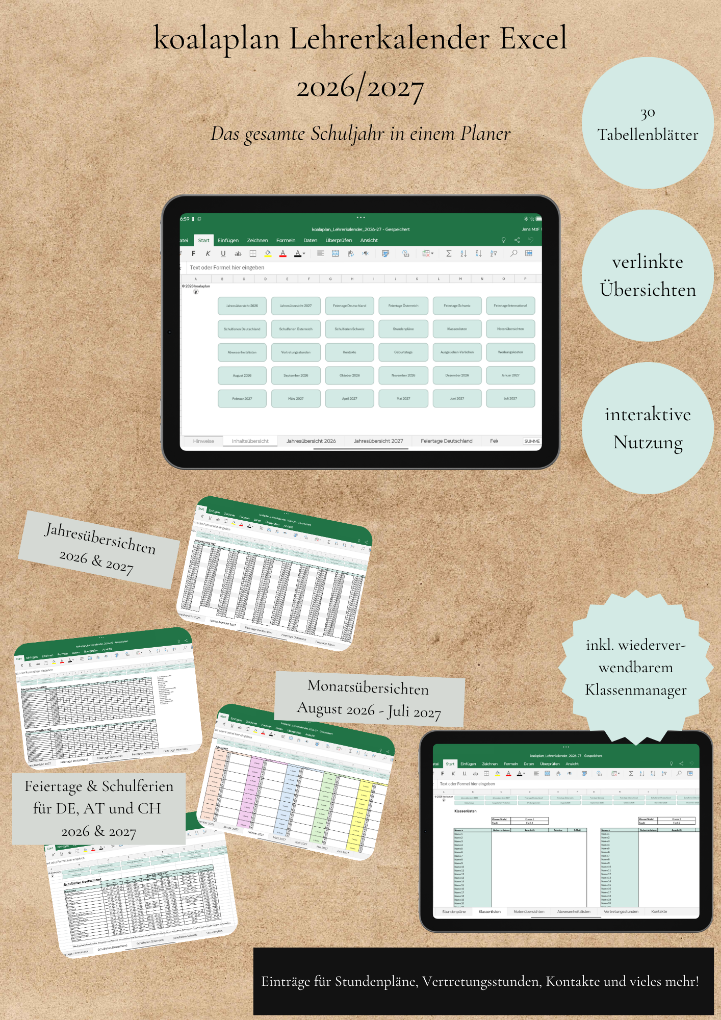 Lehrerkalender 2026/2027 digital MS Excel – Bild 3